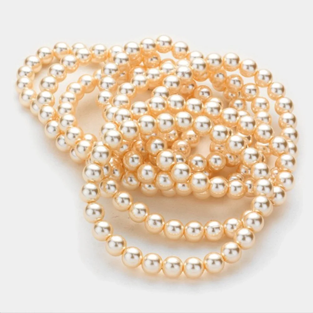 8PCS Pearl Stack Stretch Bracelets